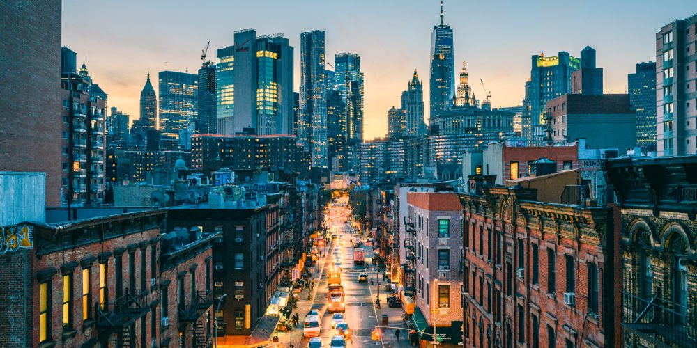 High angle view of Lower Manhattan, New York City